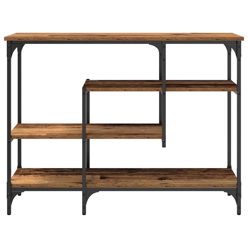 Industrial Console Table Reclaimed Wood Look 100 x 35 x 75 cm Plywood and Metal