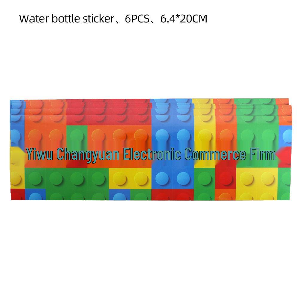 Párty potřeby s kostkami Lego: Praporek, Klobouky a Ubrus pro Dětské Narozeniny