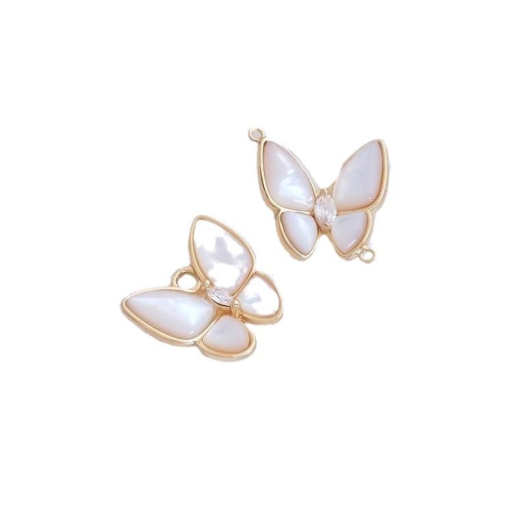 Abalone Butterfly Double Pendant 14K Gold-Filled Necklace & Bracelet Shell Charm Set