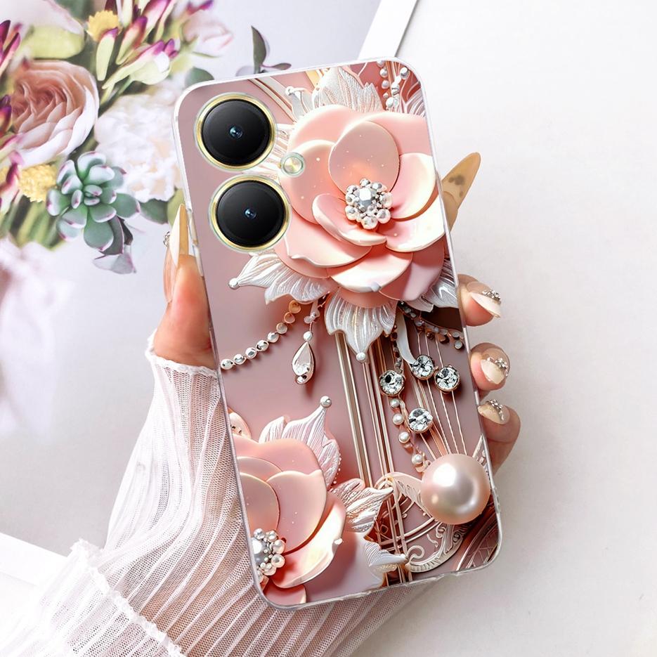 For Vivo Y27 4G Case V2249 Luxury Flower Butterfly Painted Cover Soft Slim Phone Case For Vivo Y27s Y 27 s VivoY27 5G V2302 Bags
