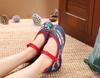 Caifeng Women's Embroidered Cloth Dance Shoes with Soft Cowhide Sole for Hanfu