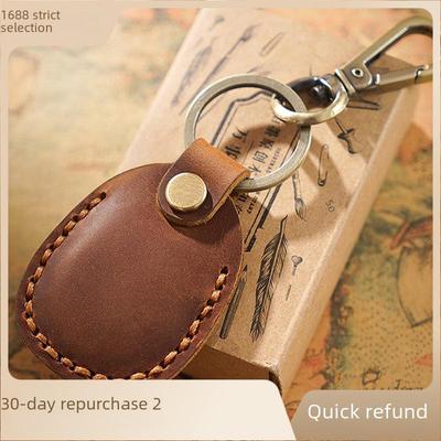 Leather Keychain Pendant with Portable Waist Hook and Card Storage