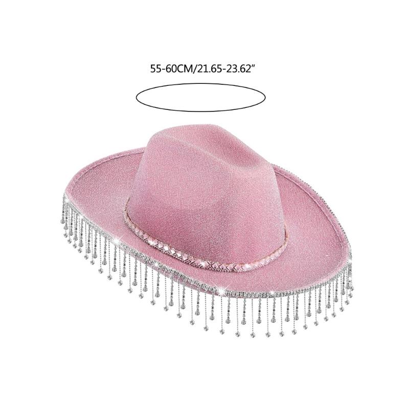 Bachelorette Party Cowboy Hat Nightclub Glittering Hat Western Wide Brim Hat