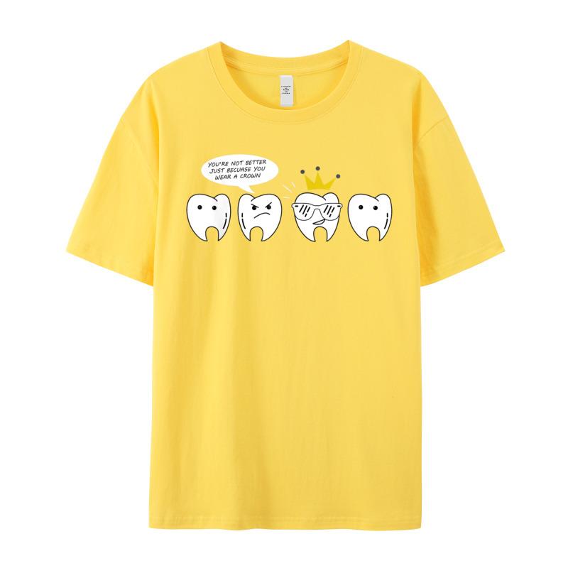 Funny Tooth Shirt For Dentist Crewneck Tshirt Father Day Party Tees Short Sleeve Hip Hop 100 Cotton Tops T Shirt Female