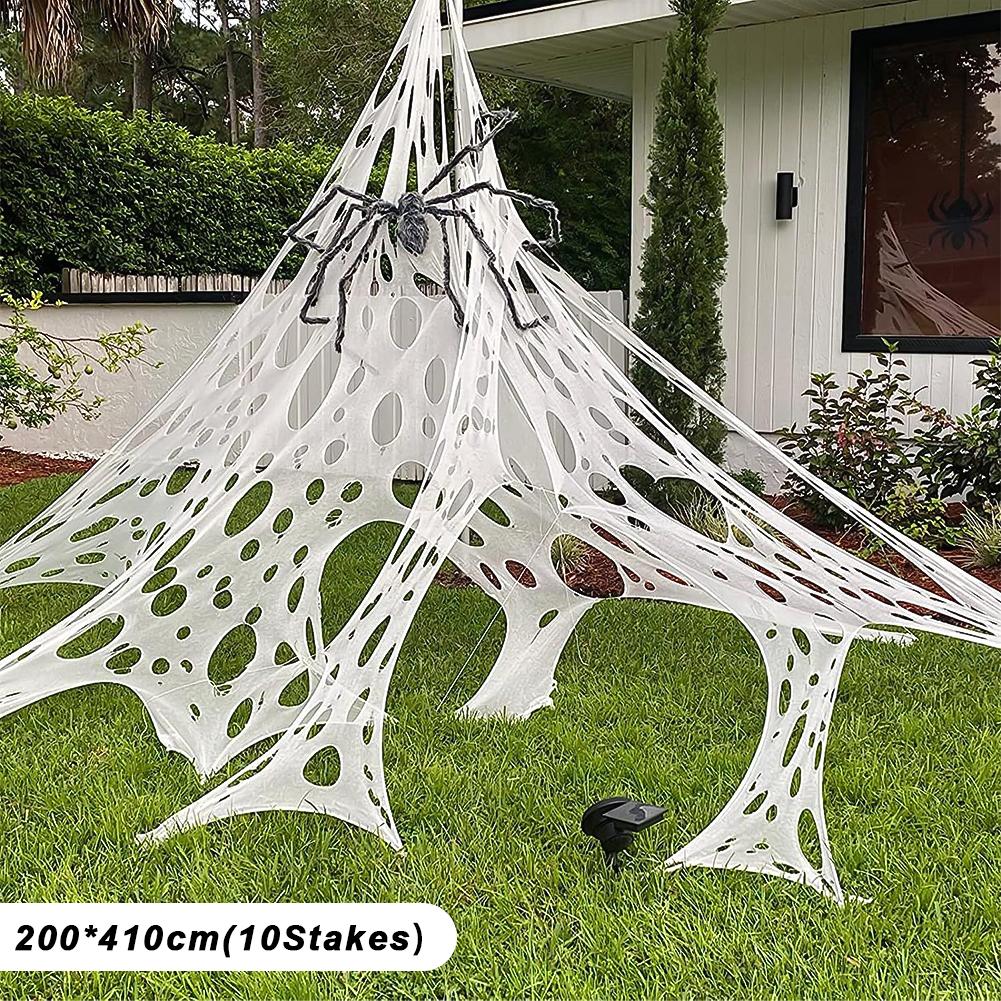 Giant Stretchy Spider Web Halloween Decor Scary Cobweb for Indoor & Outdoor Haunted House, Party Display, and Horror Scene Setup