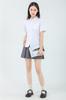 School Short Square Shirt With Pocket [Sharphon] Girls' Shirt, Sleeve, Collar, Plain, Cotton, Top,