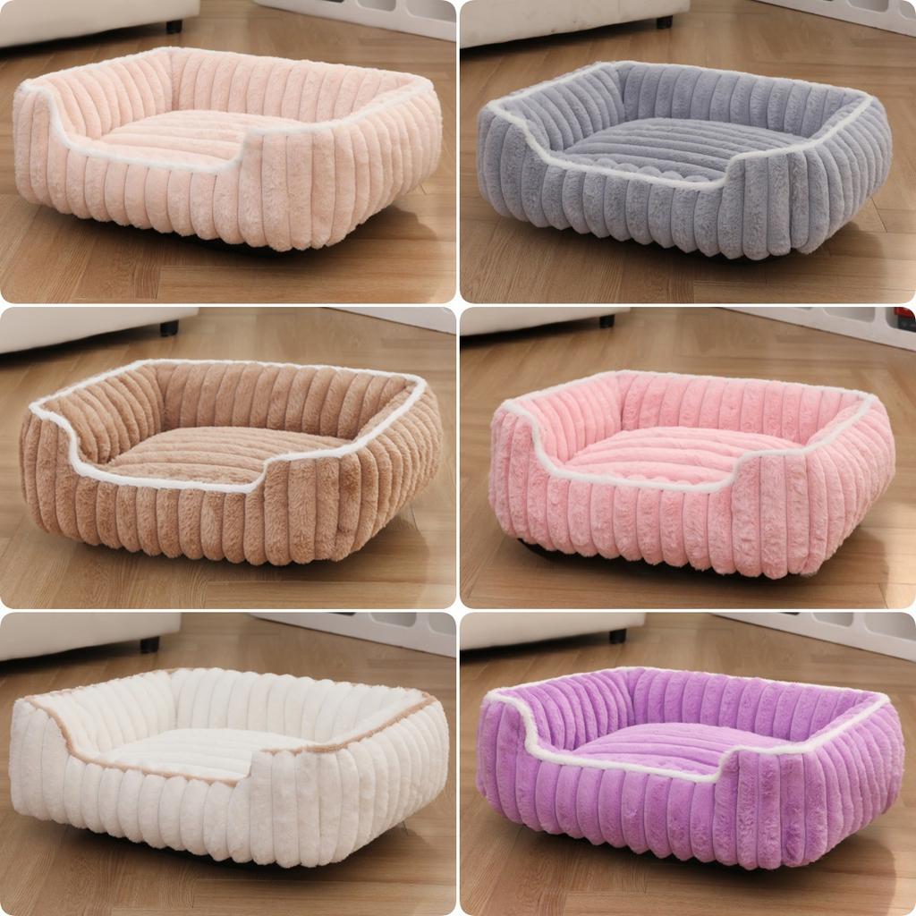 Cat nest, thickened straight bar square nest, rabbit plush, soft and comfortable pet bed for deep sleep, also suitable for dogs