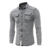 Men's Casual Long Sleeve Lapel Denim Washed Shirt Men's Tops Men's Shirts