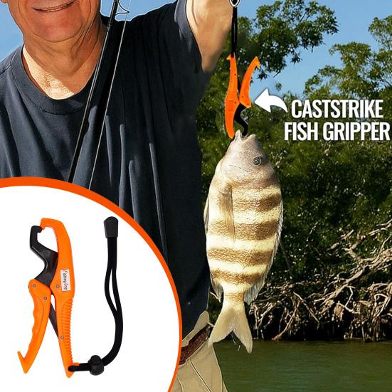 2Pcs Floating Fish Lip Gripper Set Ergonomic Handle Safety Locking Mechanism Non-Puncture Fish Control Pliers Tools with Lanyard