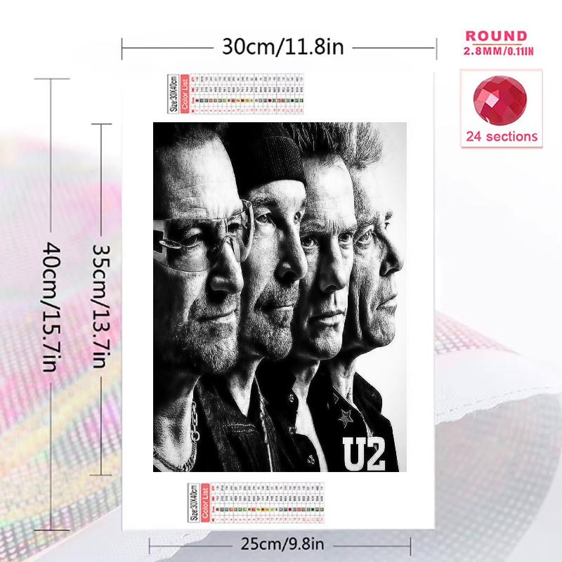 U2 100% Round Full Drill 5D DIY Diamond Painting Embroidery Cross Stitch Rhinestone Décor