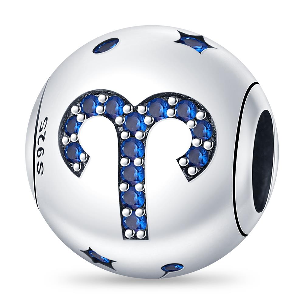Charm Plata Authentic 12 constellation beads Water, Earth, Fire and wind round bead charm Compatible With 3MM bracelet key chain