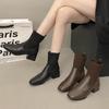 Retro Knitted Elastic Socks Boots Thin Boots 2025 New Thick Heel Martin Boots Women's Versatile Chelsea Short Boots
