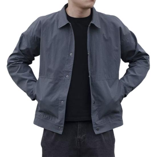Autumn Winter Men Cargo Coat Solid Color Turndown Collar Windproof Korean Style Relaxed Fit Jacket for Working