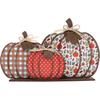 Thanksgiving Halloween Wooden Pumpkin Decoration, Table Block Autumn Plaid Wood Stand Fall Tiered Tray Decoration
