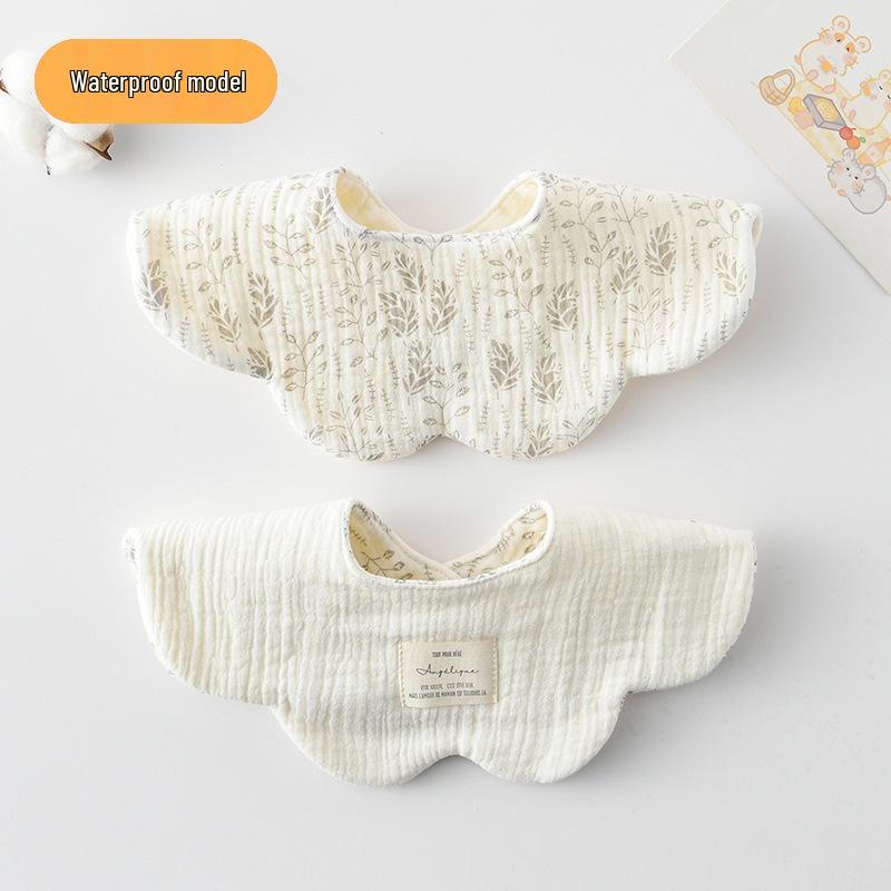 Dwustronny, wodoodporny śliniaczek dla niemowląt w stylu koreańskim z płatkami, wykonany w 100% z gazy bawełnianej