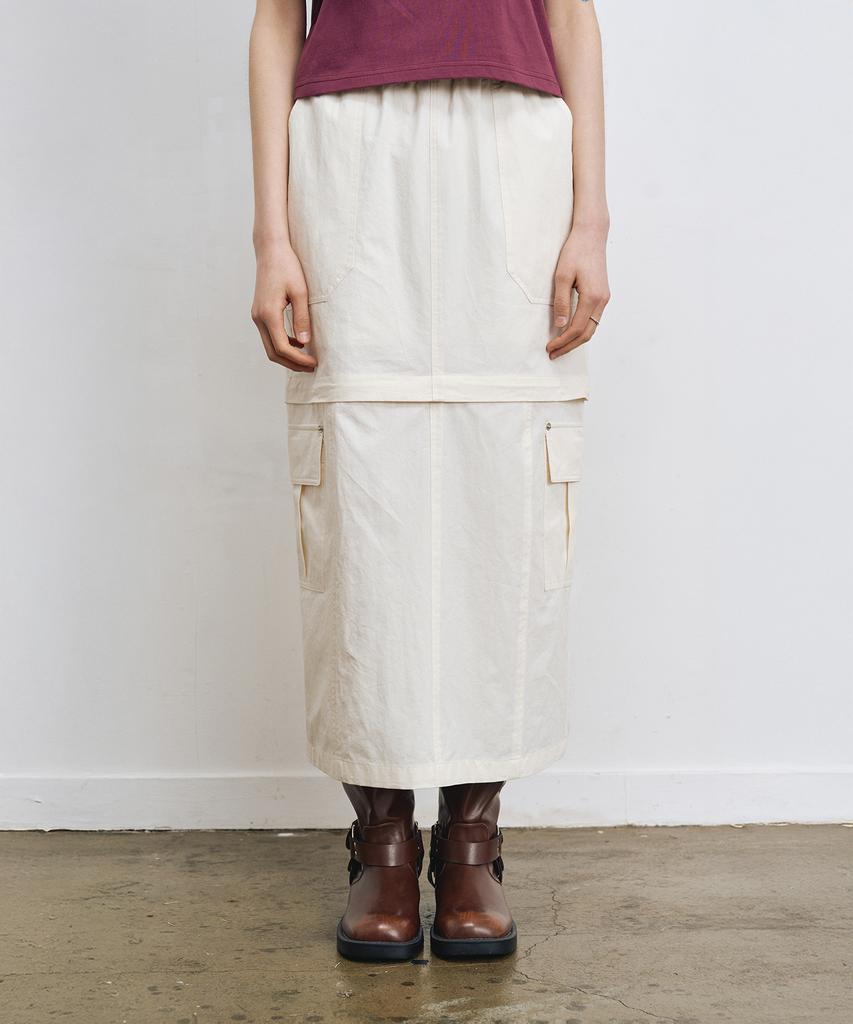 LMR Two-Way Cargo Long Skirt Ivory