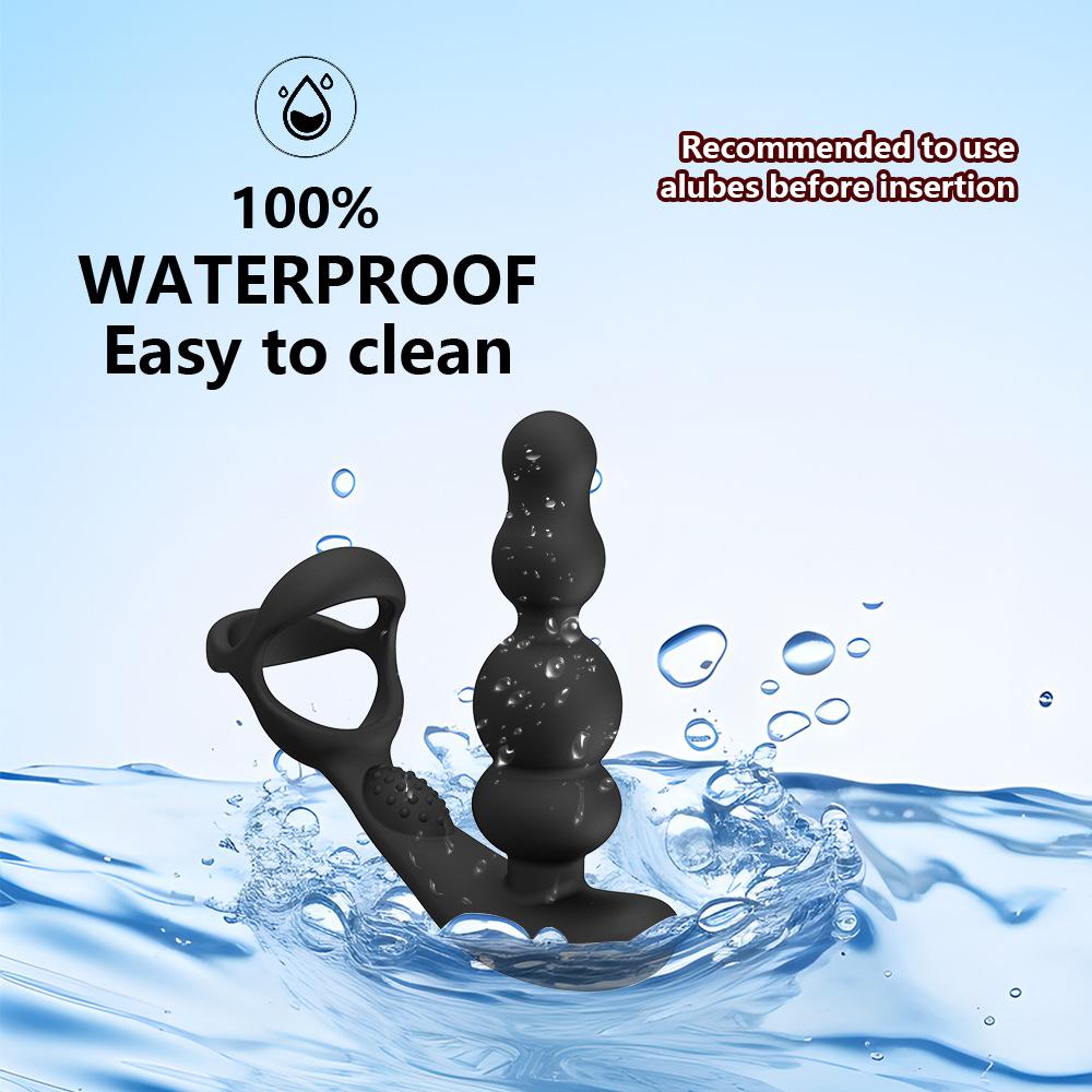 Anal Vibrator 360 Rotate Anal Beads Male Prostate Massager with Cock Ring Wireless Control Vibrating Butt Plug Sex Toys for Men