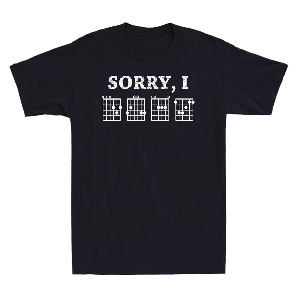 Sorry Idgaf Funny Hidden Message Guitar Chords Retro Unisexs Short Sleeve Tshirt