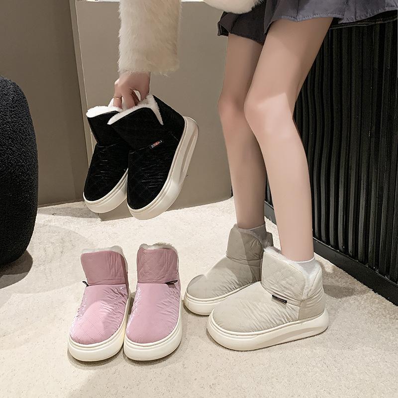 Winter velvet thickened home bread shoes cotton boots women wear fashion warm snow boots comfortable soft sole women's cotton shoes