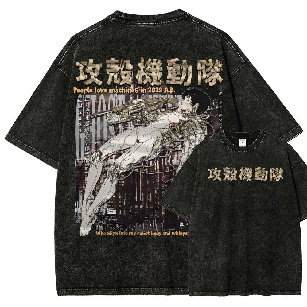 Ghost in the Shell (Ghost in the Shell) """SPECTRA""" Cyberpunková deska plošných spojů Vintage opraná nadměrná černá trička | Klasický Cyberpunk Anime Fan Unisex