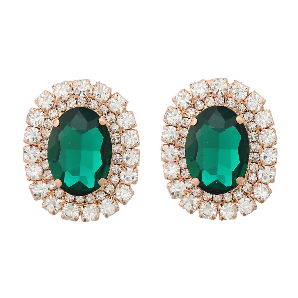 Spring 2024 New Metal Glass Rhinestone Heart Stud Earrings Engagement Party Luxury Jewelry Women's Elegant Shiny Accessories