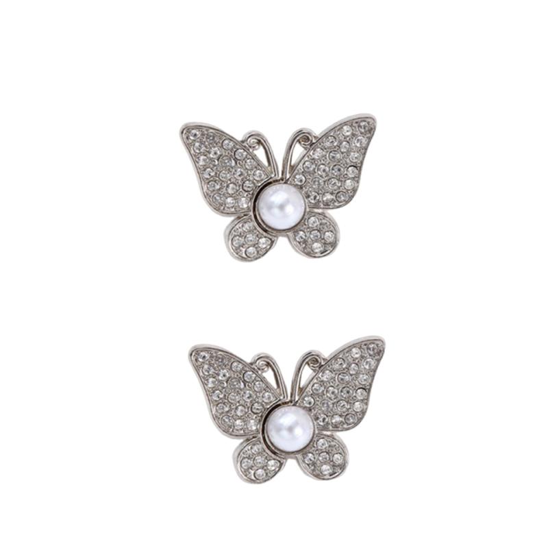 2Pcs  Shiny Diamond Butterfly Shape Adjustable Waist Buckle Jean Buttons Reusable Waist Cincher Clip For Clothing Dresses