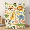 1pc Flannel Blanket Jungle Animals Illustration Soft Comfortable And Warm This Nap Blanket/Sofa Blanket Is Suitable for All Season