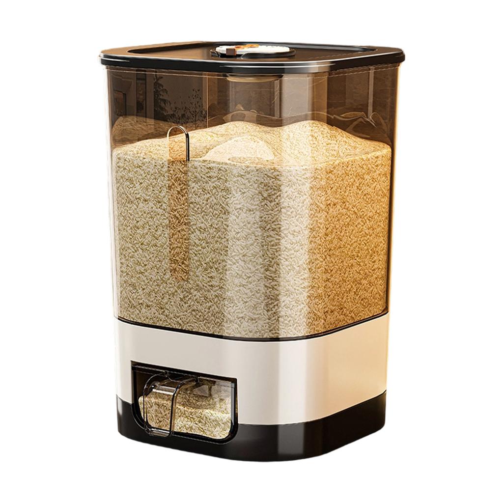 Grain Storage Container with Measuring Cup Dispenser Airtight Food Storage Bin for Rice Beans Cereal and Dry Goods Kitchen Organizer