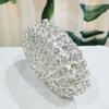 WHTUOHENG Fächerförmige Abendtasche Clutches Luxus Silber Diamant Damen Hochzeits-Geldbörsen Dame Strass Kristall Handtaschen Party-Tasche