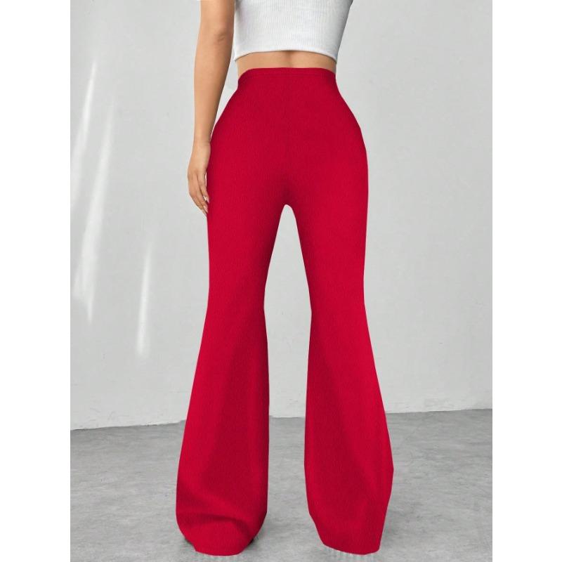 DAFIFY Women's Fashion Casual Solid Color Print High Waist Trousers Pants & Capris