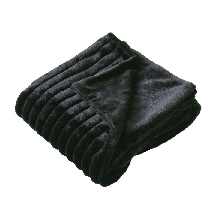 Plaid doux et flanelle 125 x 150 cm Mathis noir