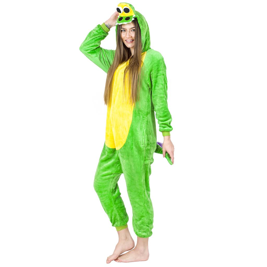 Dámské kigurumi pyžamo overal krokodýl teplý jednodílný kostým XL Onesie Kostým A105 - L