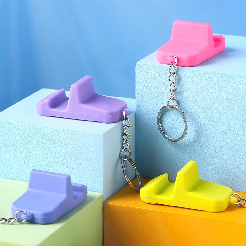 Portable Keychain Cell Phone Mini Stand Outdoor Travel PVC Phone Stand for All Cell Phone