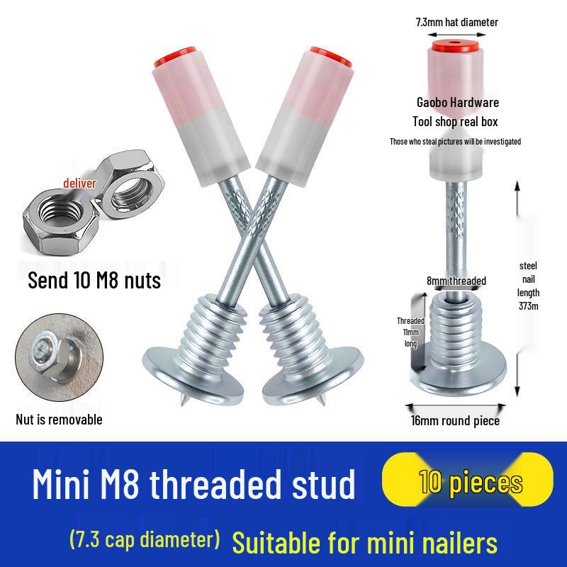 M8 Threaded Powder-Actuated Nail Gun with Removable Screw for Ceiling Lights