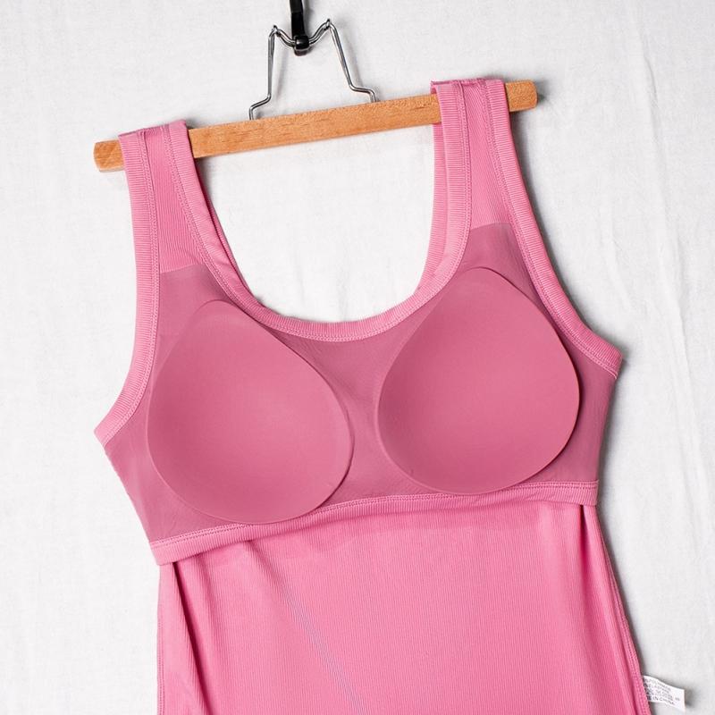 Women's Camisole Wide Shoulder Vest with Chest Pad Fitness Tanks Top