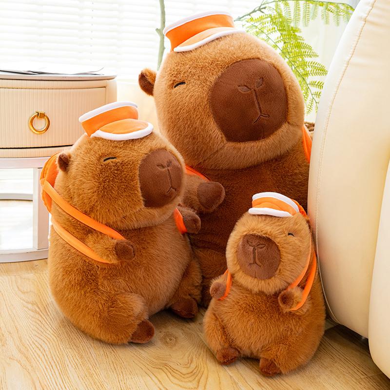 Cute Cartoon Animal Basketball Backpack Capybara Plush Toy Kawaii Stuffed Doll Home Decor Gifts For Kids