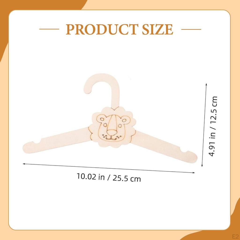 5 Pieces Wooden Hangers Clothes Hanger Children’s Cartoon Non Slip Infant Nursery Closet