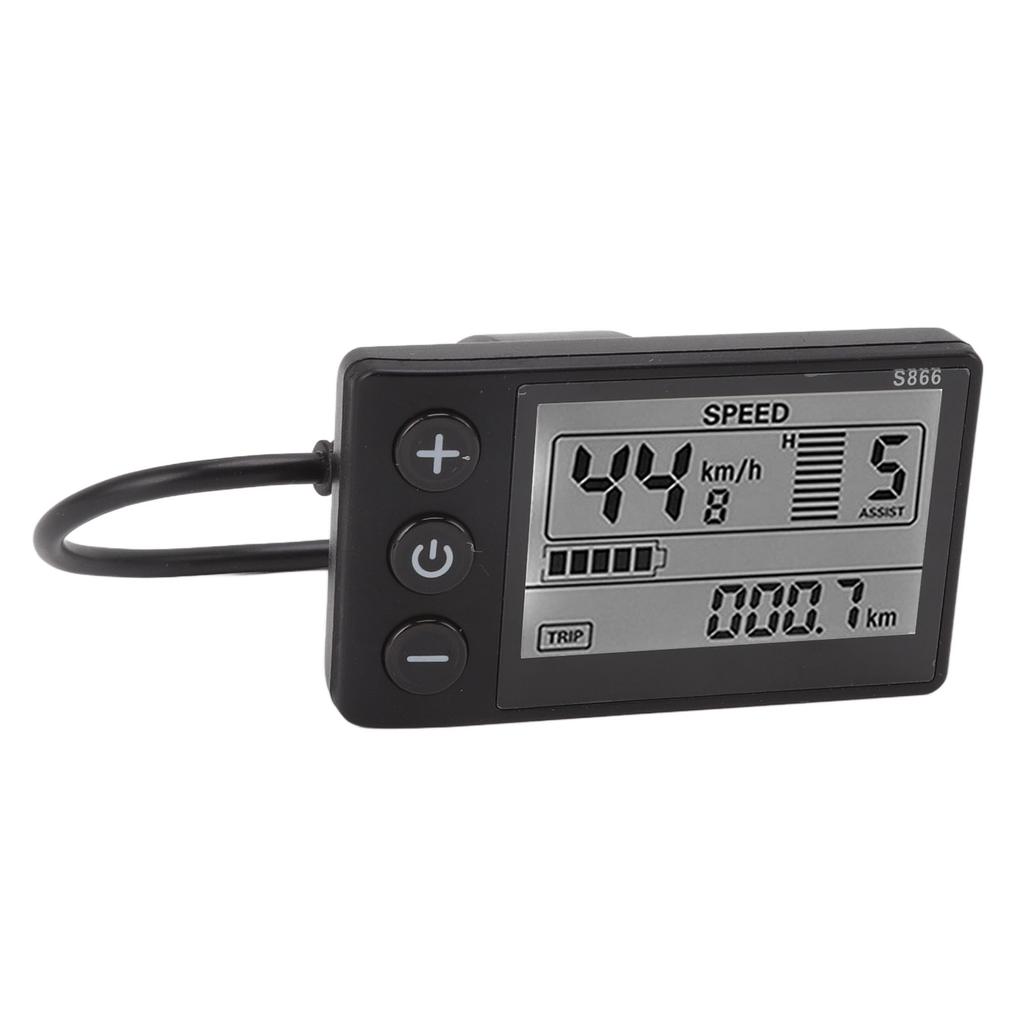 S866 Electric Bicycle LCD Display IP65 Waterproof 24V 36V 48V Clear Observation For Electric Scooter