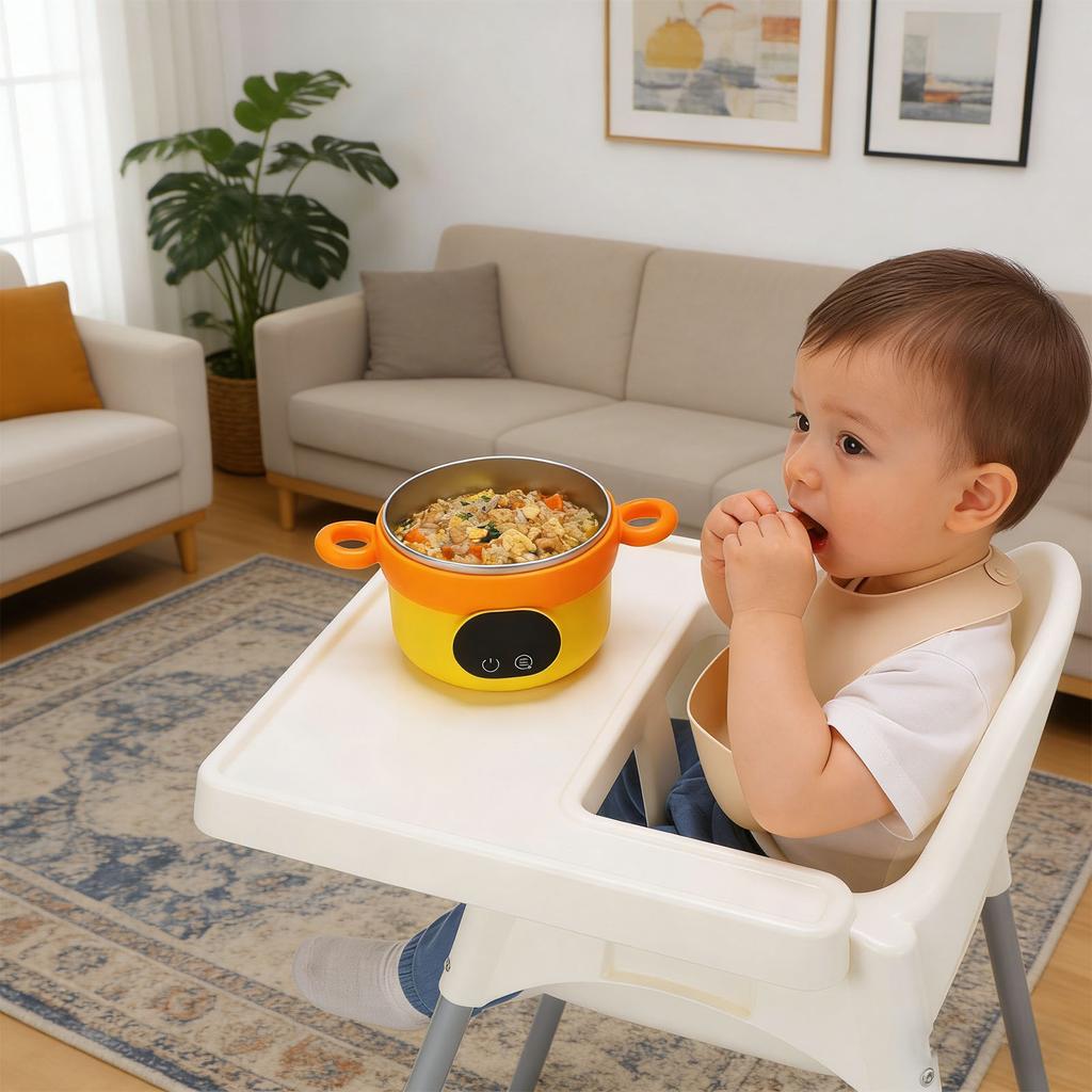 Electric Food Warmer Bowl 470ML Waterless Stainless Steel Cordless Rechargeable Insulated Lunch Box for Baby Food