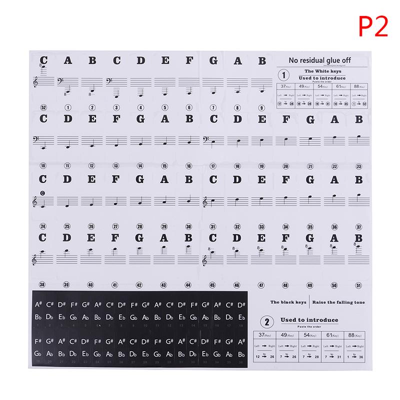

54 61 88 Keys Electronic Piano Keyboard Sound Name Stickers Key Sticker as the picture