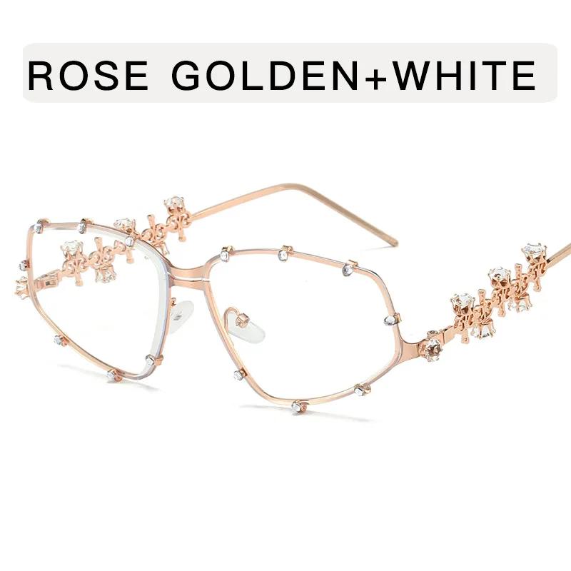 Vintage Sunglasses Eyeglasses Women Oversized Metal Glasses Frame Men Clear Lens Glasses Gold Optical Bling Party Eyeglasses