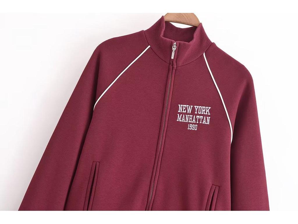 TAOP&ZA Women's Letter Print Velvet Sweatshirt Set - Early Spring Collection