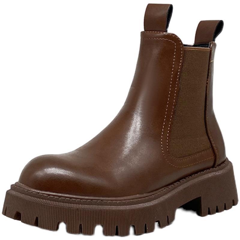 Smoke Boots Martin Boots Damen 2025 Neue Herbst- und Winterstiefel mit Fleece-Verdickung an der Unterseite Explosive Smoke Tube Chelsea Skinny Short Boots
