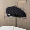 Spring and Autumn New Beret Women's Xiaoxiangfeng Design Black Mesh Painter's Hat Fashion Foreign Bud Hat