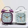 Students Use 3-inch Square Metal New Ring Bell Alarm Clock for Home Bedside Silent Sweep Second Night Light