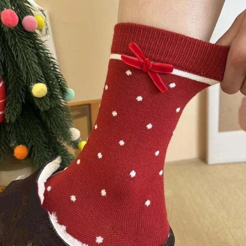 Ruffle New Year Women's Socks Dots Horse Year Red Socks Comfortable Sweet Girls Sock  New Year