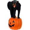 Lovely Rosin Black Puss Statue With Vegetable  Theme Perfect For Shelf Decorations And Furnishings