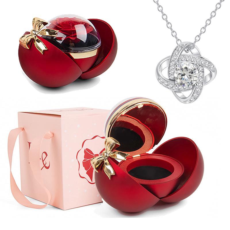 

Шкатулка для украшений «Роза»: Круглая магнитная подарочная коробка на День святого Валентина или Рождество. Колье и кольцо.