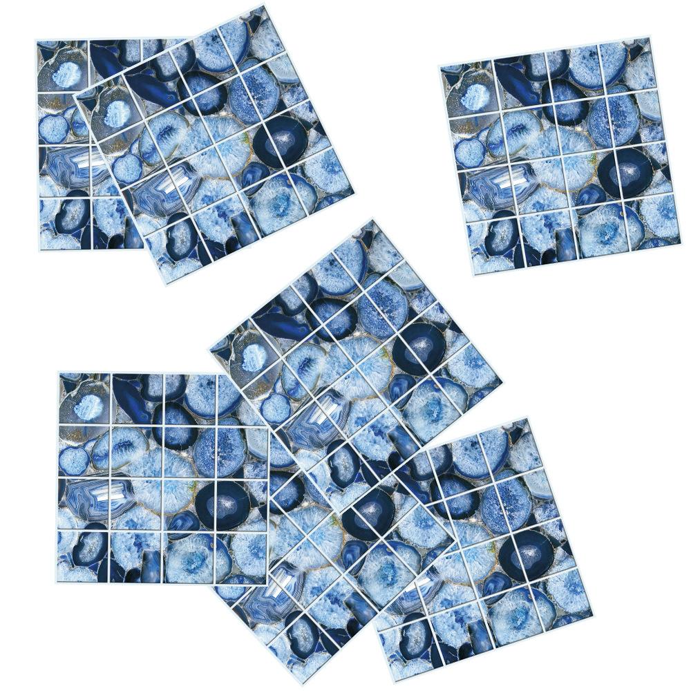 10Pcs Blue Marble Texture Imitation Wall Stickers Imitation Brick Bedroom Decoration Waterproof Self Adhesive Tile Wallpaper