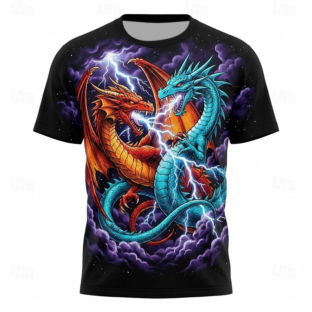 Men's Animal Tiger Funny T Shirt Short Sleeve T shirt 3D Print Crew Neck Shirt Exaggerated Designer Party Holiday